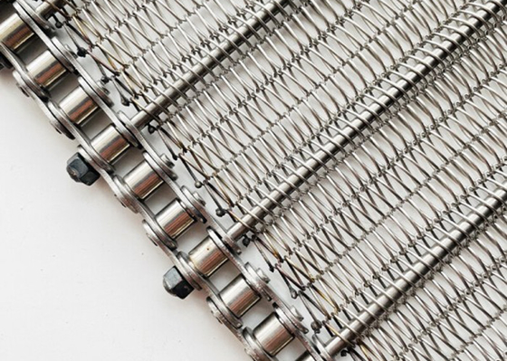 Chain Link 1mm Ss Wire Mesh Conveyor Belt Untuk Oven Baking Bakery