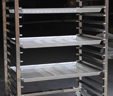 Troli Rak Stainless Steel Dapat Disesuaikan Dengan Lebar Roda &amp; Jumlah Rak