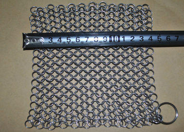 7 &amp;#39;&amp;#39; * 7 &quot;SS Chainmail Cast Iron Scrubber / Cleaner, Perawatan Permukaan Polishing