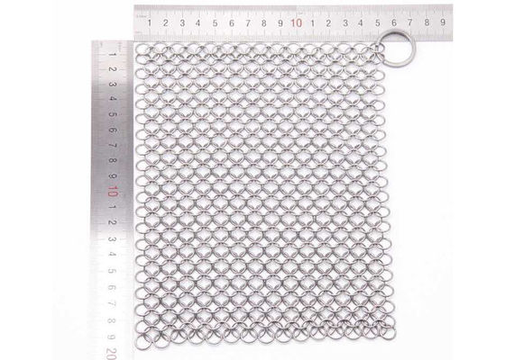 Food Grade 4 '' 5 '' 6 '' 7 '' 8 '' Stainless Steel Chainmail Scrubber Untuk Besi Cor