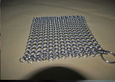 Dapur 304 Stainless Steel Chainmail Scrubber Rectangle 10mm, Ukuran Kustom