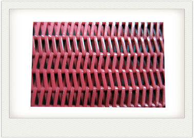 Red Polyester Mesh Belt Dengan Spiral Conveyor Untuk Pengering Makanan / Pengeringan Lumpur