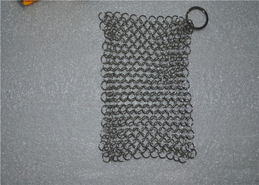 304 6 * 8 Inch Stainless Steel Chainmail Scrubber / Chainmail Cast Iron Scrubber