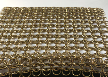 Emas Stainless Steel Cincin Dekoratif Wire Mesh / Chain Link Mesh Untuk Tirai