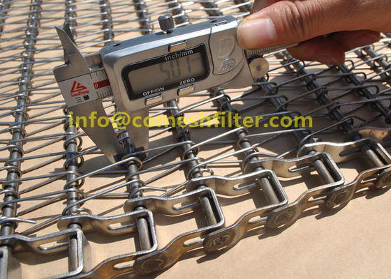 Sus 304 Spiral Wire Stainless steel Conveyor Chain Belt untuk Frozen Bakery Cooling Washing Bread Baking