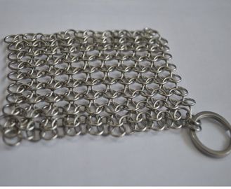 Harga yang bagus Putaran Stainless Steel Ring Mesh / Chainmail Scrubber Untuk Membersihkan Dapur on line