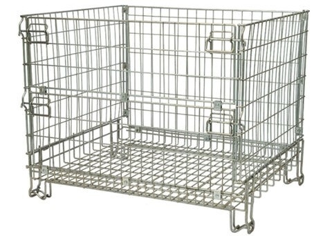 Harga yang bagus Keranjang Baja Gudang Wire Mesh Storage Metal yang dapat ditumpuk on line