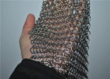 Harga yang bagus Square Stainless Steel Chainmail Scrubber Dengan Pembersih Besi Cor Tidak Beracun on line