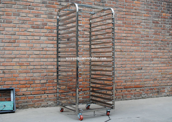 Harga yang bagus 201 Grade FDA 1.5mm Stainless Steel Rack Trolley Untuk Oven Putar on line
