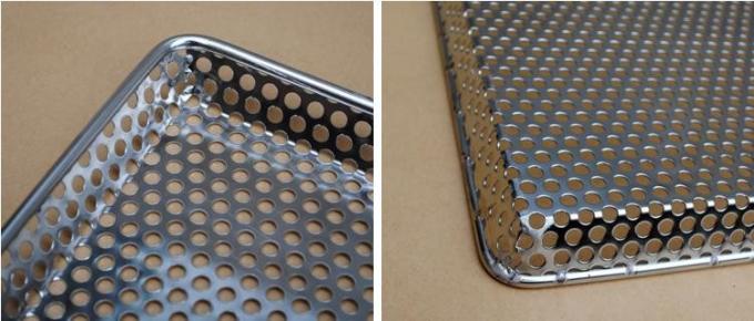 Kelas Makanan 304 Stainless Steel Mesh Trays Flat Perforated Baking Untuk Pengeringan 10