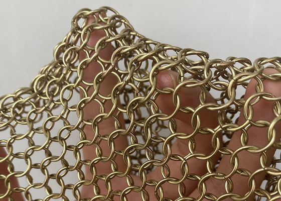 Harga yang bagus Warna Emas Logam Cincin Stainless Steel Mesh Fabric Chainmail Tirai 304ss on line