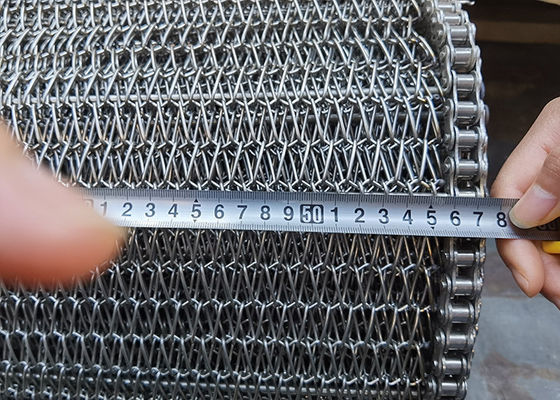 Commercial Chain Link 1.5mm Ss Wire Mesh Conveyor Belt Untuk Biskuit Keripik Jagung