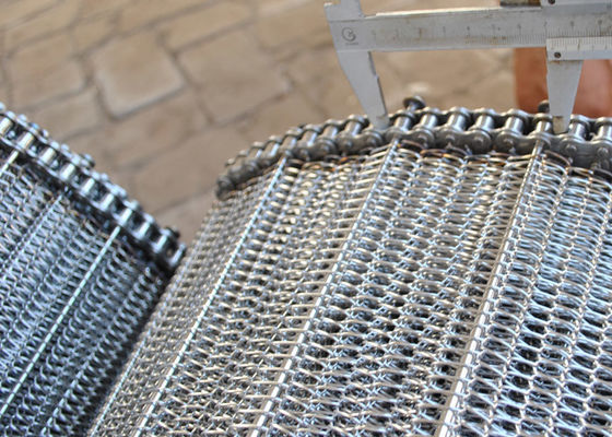 Food Grade 304SS Metal Mesh Conveyor Belt 120cm Untuk Pendinginan Cuci Kue
