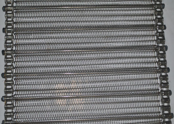 304 SS Flat Flex Wire Belt, Mesh Spiral Conveyor Belt Untuk Pemrosesan Makanan