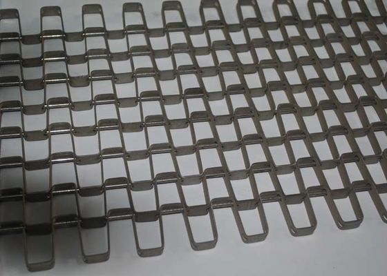 Pengeringan Makanan Stainless Steel Conveyor Chain Belt Perak Tahan Suhu Tinggi