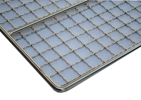 Ukuran Disesuaikan Grill Wire Mesh Baking Tray Baja tahan karat 304 persegi panjang Untuk Oven