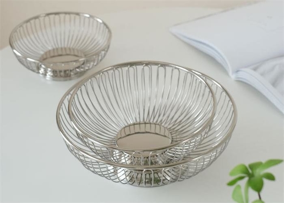 Harga yang bagus Modern 20cm stainless steel Wire Basket Dekoratif Gaya Roti Metal Buah Sayuran Bowl on line