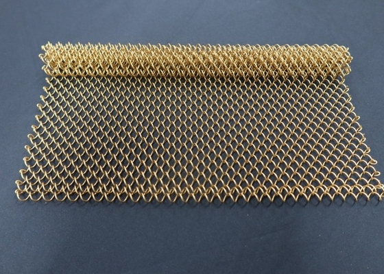 Emas Perunggu Warna Hias Metal Mesh Curtain Coil Drapery Panel Dinding
