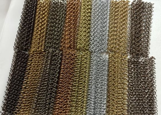 Aluminium Logam Dekoratif Mesh Tirai Rantai Kain Tirai Perapian Wire Mesh Logam Coil Mesh Tirai Langit-langit