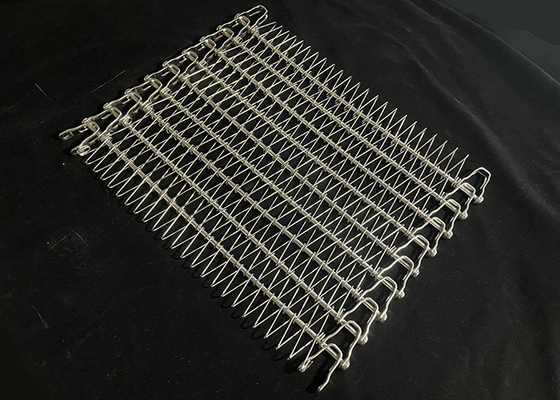 Harga yang bagus Resistensi suhu rendah stainless steel flexible rod wire mesh spiral conveyor belt dengan U-shaped link edge on line
