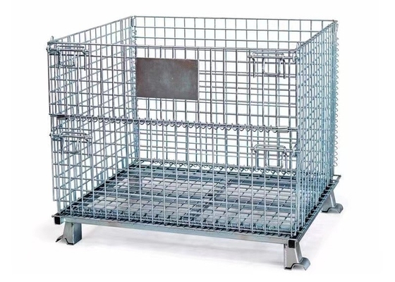 Harga yang bagus kotak palet logam galvanis dilapisi kawat bolong tugas berat wadah penyimpanan logam palet kandang peralatan rak stackable on line