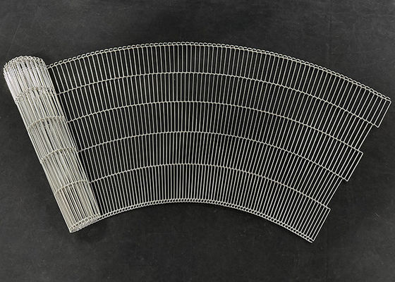 304 Stainless Steel Ladder Link Wire Mesh Flat Flex Conveyor Belts Untuk Conveyor Curve