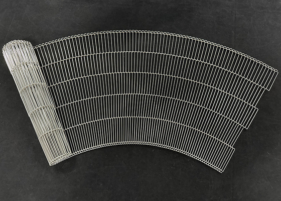 Harga yang bagus 304 Stainless Steel Ladder Link Wire Mesh Flat Flex Conveyor Belts Untuk Conveyor Curve on line