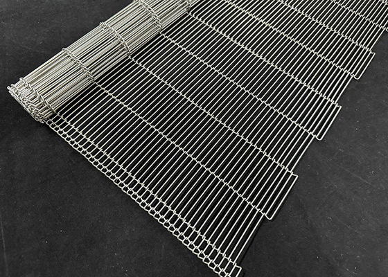 Food Chocolate Enrober Baja tahan karat Flat Flex Wire Mesh Conveyor Belt