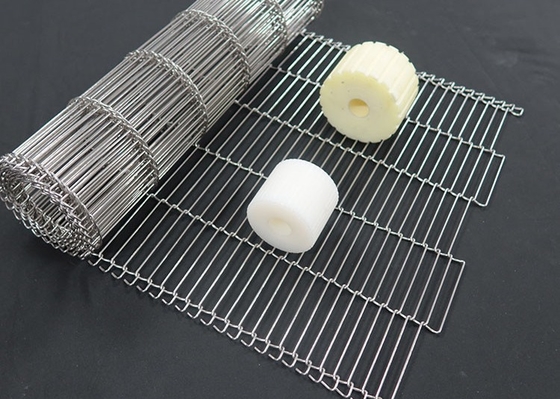 S304 Rantai Cokelat Link Stainless Steel Wire Mesh Flat Ladder Conveyor Belt Untuk Pabrik Roti