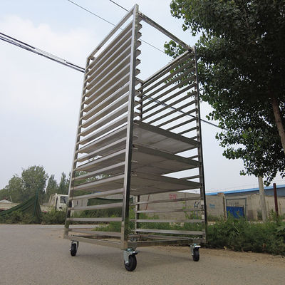 Food Grade 20 Tiers Baja tahan karat Baking Cooling Racks Bakery Trolley Dengan Tray