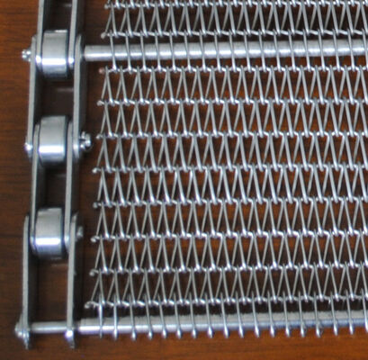 Harga yang bagus Perlengkapan makanan yang tahan panas secara terus menerus ss304 Metal Carbon Steel Biscuit Pizza Oven Bakery Chain Spiral Wire Mesh Conveyor Belt on line