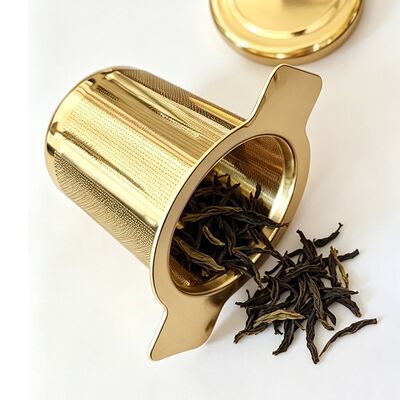 Harga yang bagus Food Grade 304 Stainless Steel Loose Leaf Tea Infuser Strainer dengan Custom Logo Gold Color dan Electrolytic Polishing on line