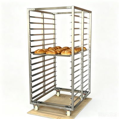 800X600 600X400 Mm Rak Pendingin Roti Komersial 15 16 20 30 Baki Troli Nampan Roti Roti Baja Tahan Karat