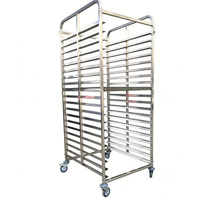 Harga yang bagus Dapur 600 x 400 mm logam Baja tahan karat 15 20 Tier 40 BreadTray Oven Aluminium Rak Baking Baking Commercial bakery trolley With Wheels on line