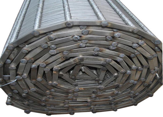 Carbon Steel Eye link Mesh Conveyor Belt / Loop Bergabung Wire Belt Untuk Shrink Packing Machine