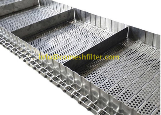 Harga yang bagus Stainless Steel 314 304 Wire Mesh Chain Link Pelat Datar Berlubang Slat Cooling Conveyor Belt untuk elevator on line