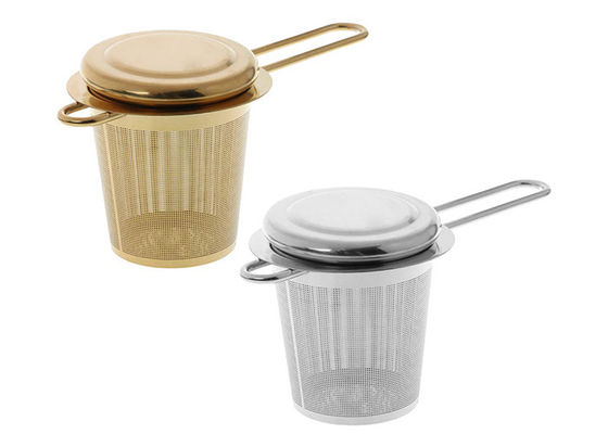 100x65mm Food Grade Ss430 Extra Fine Mesh Tea Infuser Dengan Gagang Panjang