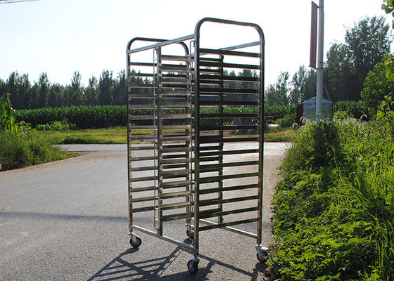 Makanan Cepat Saji 0.7mm Ss304 Bakery Trolley Dengan Nampan