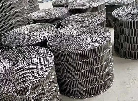sabuk konveyor wire mesh stainless steel datar dengan enrobe cokelat