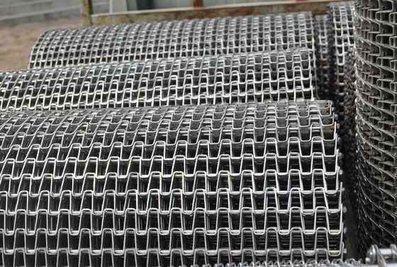 Lini Produksi Makanan Industri Carbon Steel Conveyor Belt Anyaman Sarang Lebah